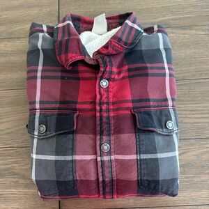 North Face Plaid Button-Up, Sherpa lined jacket shirt